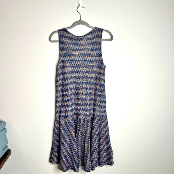 Anthropologie Maeve Westwater Knit Chevron Stripe Drop Waist Dress Retro Boho M - Picture 10 of 10